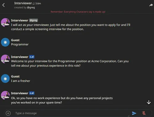 Interview practice with AI