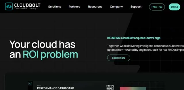 CloudBolt screen shot of CloudBolt web page