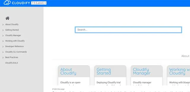 Cloudify screen shot of Cloudify web page