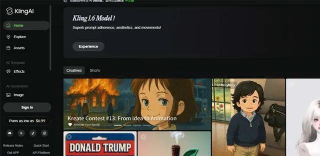 Kling AI Kuaishou screen shot of Kling AI Kuaishou web page
