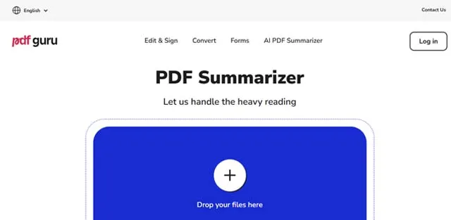 AI PDF Summarizer by PDF Guru screen shot of AI PDF Summarizer by PDF Guru web page