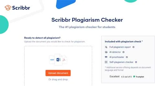  Scribbr plagiarism checker tool for students analyzing an academic paper.
