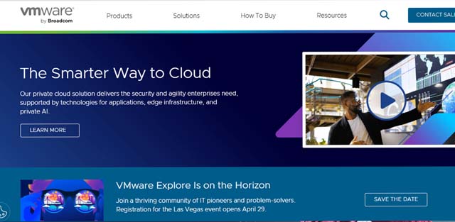 VMware screen shot of VMware web page
