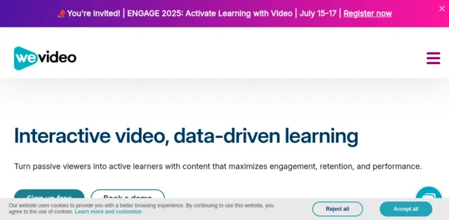 WeVideo screen shot of WeVideo web page