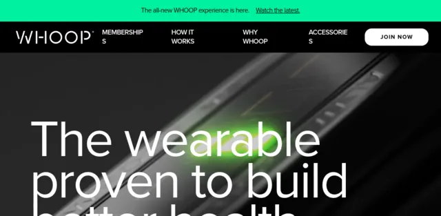 screen shot of WHOOP web page