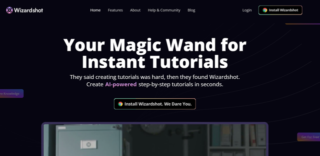 Wizardshot screen shot of Wizardshot web page